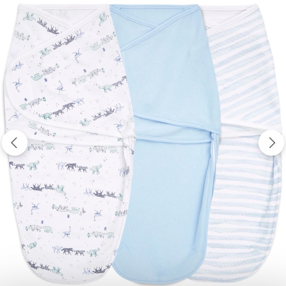 aden + anais Essentials Swaddle Set in Blue and White (3 pack)